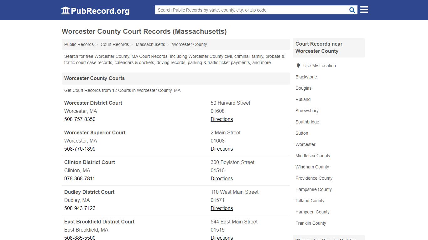 Worcester County Court Records (Massachusetts)