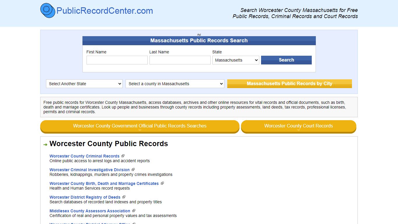 Worcester County Massachusetts Free Public Records - Court Records ...