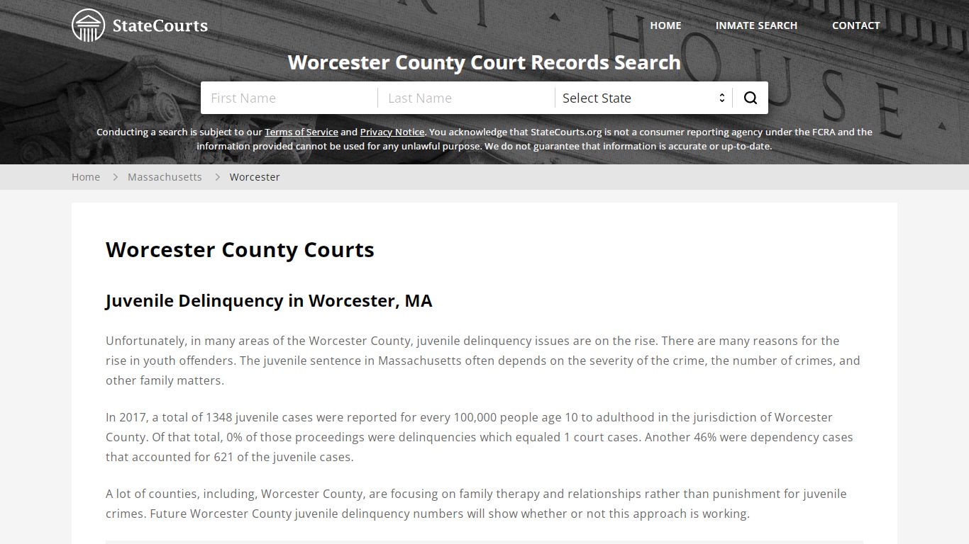Worcester County, MA Courts - Records & Cases - StateCourts